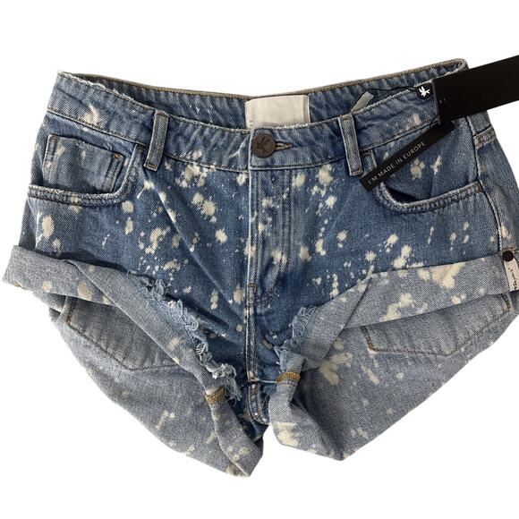 One Teaspoon Pants - NEW One Teaspoon Free People Sz 26 2 acid Shorts Blue Distressed white sexy